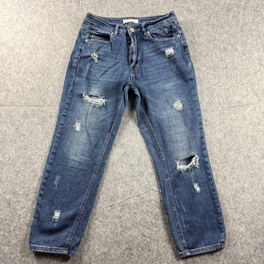Almost‎ Famous Distressed Boyfriend Jeans Womens Sz 5 27x24 Medium Wash Ripped